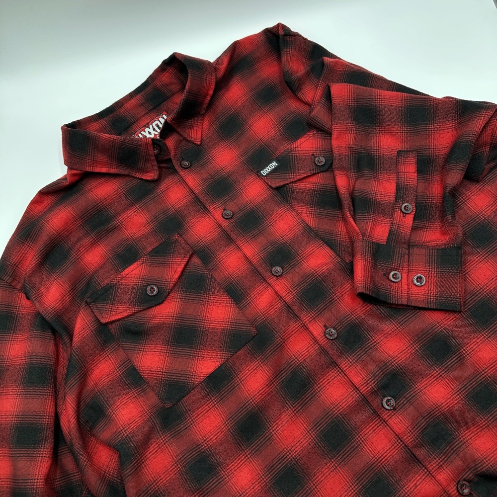 Dixxon Flannel The Watts Mens 3X Red Black Excellent D-Tech Plaid Button Up